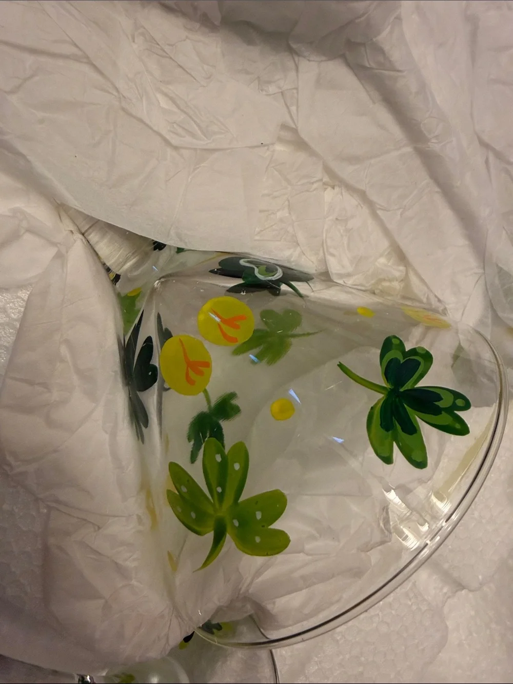 Set Of 4 hand painted st Patrick’s day Martini Glasses new